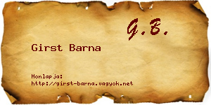 Girst Barna névjegykártya